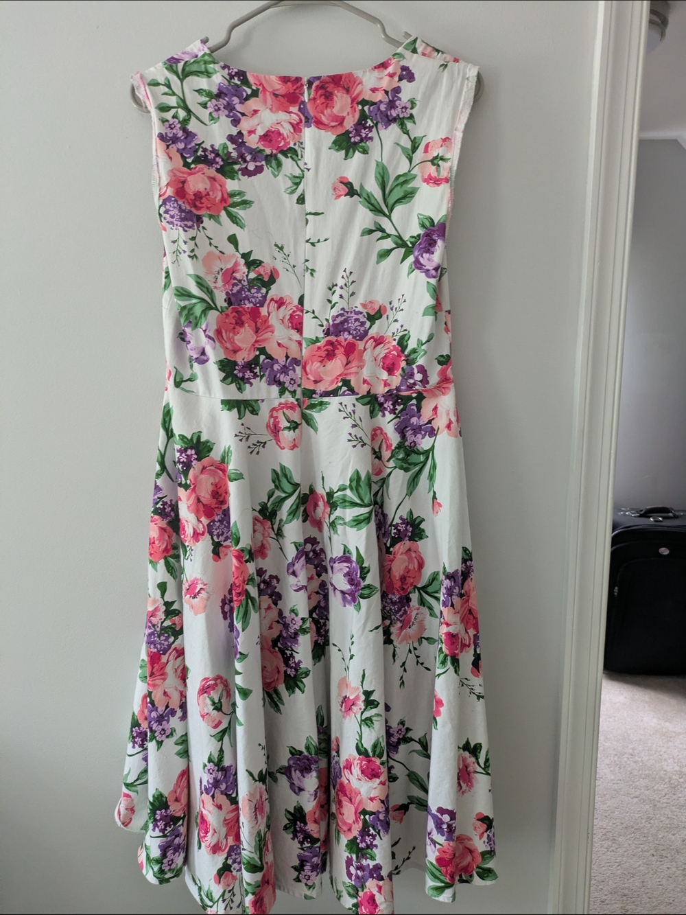 Retro Swing Fit&Flare Midi Dress Floral Romantic Garden Party Belle Poque Size L - Picture 6 of 12
